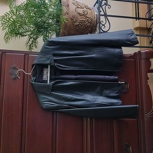 Women's leather motorcycle jacket, black, size Medium